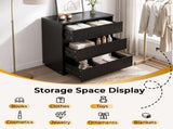 Handleless Grille-Finished 3-Drawer Bedside Table P2 Particleboard MDF & Melamine Veneer 57853983