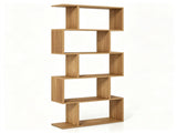 5-Tier S-Shaped Geometric Bookshelf, Modern Z-Shelf Bookcase with Anti-Tip Kits, Freestanding 26719101