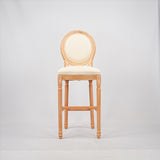 Hengming French Country Wooden Barstools With Upholstered Seating , Beige and Natural,set of 2 W212P185932