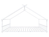 White Flat Bed House Shape with Side Guardrails Twin Children's Iron Bed 70816319