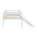 ZUN Twin Low Loft Bed with Slide, Ladder, Safety Guardrails, No Box Spring Needed,White W504P145269