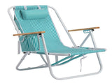 4-Position Backpack Beach Chair with Aluminum Frame, Wooden Armrests, Pillow and Pockets, Mint 57064864
