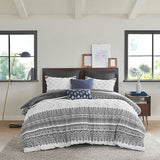 Full/Queen 3 Piece Cotton Duvet Cover Set with Chenille Tufting B03596501