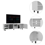 ZUN Native TV Stand for TV´s up 70", Four Open Shelves, Five Legs B128P148761