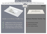 37 Inch Marble Vanity Top, White Vanity Top with Pre-drilled Faucet Holes, Bathroom Vanity Top with 80533783