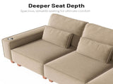 Khaki Chenille Deep Seat 3-Seater Sofa with Brushed Stainless Steel Cup Holders and 3 Decorative 41013323