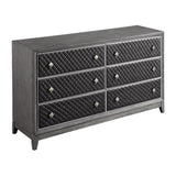 ZUN Modern Styling Bedroom 1pc Dresser of 6 Drawers Faux Leather Upholstered Gray Classic Design Wooden B011P186573