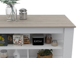 Rockaway 3-Shelf Kitchen Island White and Light Grey B06280061