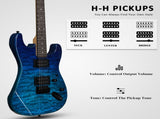 39in Electric Guitar H-H Pickups Trans Blue suit for Heavier Rock 55240222