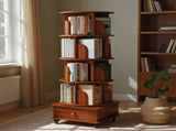 Rotating Bookshelf with Drawer, 360 Display 5 Tier Corner Bookshelf for Small Space, Floor Standing W2641P329214