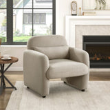 Contemporary Accent Chair Taupe Boucle Fabric Upholstery Plywood Frame Pillow Cozy Living Room B011P308555