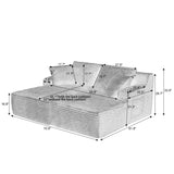 Compressible double chaise lounge with cupholders - No Assembly Required, Fluffy Modern Sleeper W2339P346393