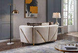 Thick Velvet Fabric Upholstered Loveseat Made With Wood in Beige B009P153971