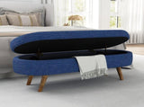 Ottoman Oval Storage Bench,Rubber Wood Legs,BLUE W487P220594