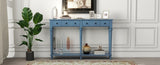 TREXM Retro Console Table with 4 Drawers and Open Shelf, perfect for Entryways, Living Rooms, and N715P202860M