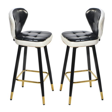 ZUN Leather Bar Stool 360 Rotating Bar Stool with Backrest and Foot Pedals for Bars, Kitchen, Dining 40465161