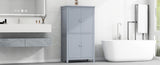 ZUN Elegant Bathroom Floor Storage Cabinet, Bathroom Storage Unit, Freestanding Cabinet with 4 Doors, N725P188461E