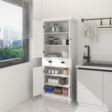 ZUN 71" Kitchen Pantry Storage Cabinet , with 4 Doors, Drawer, 2 Adjustable Shelves, Cupboard for Dining 63211497