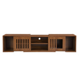 Mid-Century Morden Walnut Tv Stand With Extendable table Soft cushion Sliding door Cat friendly N843P255637W