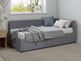 Modern Style Twin Size L Shape Corner Bed, Linen Upholstered Daybed with Two Storage Drawers,Gray N701P263819G