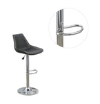 ZUN Dining Kitchen Adjustable Bar stool Chair Ebony Color Wax Polyurethane Leather Chrome Base Modern B011P151354