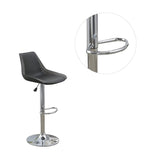 ZUN Dining Kitchen Adjustable Bar stool Chair Ebony Color Wax Polyurethane Leather Chrome Base Modern B011P151354