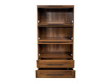 Tall Kitchen Pantry Cabinet with Glass Doors, 2 Drawers, Freestanding Storage Organizer for Kitchen, W331P533616