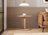 Mode 18" Leatherette Round C-Shaped Sofa Side Table, Saddle Brown Faux Leather B2719P246001