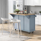 Kitchen Cart with Rubber wood Drop-Leaf Countertop ,Cabinet door internal storage racks,Kitchen WF298028AAN