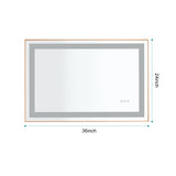 ZUN 36x24 Inch LED Front-lit Bathroom Mirror with Metal Frame, Wall Mounted Vanity Mirror with Smart 51109393