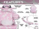 TS87 Pink COW Series Gaming Chair with Footrest B031P369374