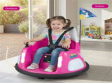 Pink 5-Point Seat Belt Kids Bumper Car with Flashing Lights & Music, Safe 0.7-1.2 MPH Ride-On Toy 06118323