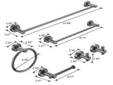 Bathroom Hardware Set, Thicken Space Aluminum 6 PCS Towel bar Set- Gun Grey 24 Inches Wall Mounted 28366551