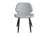 Light Grey Leather Dining Chair with Metal Legs, Shell Shape Upholstered Chair Set of 2 for Kitchen, T3967P484971