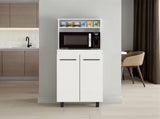 Enderlin Microwave Stand with 3 Shelves, 2 Doors, 4 legs and Cabinet, White B097P474297