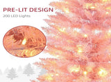 HOMCOM 7' Tall Pre-Lit Slim Noble Fir Artificial Christmas Tree with 200 Warm White LED Lights and W2225137771