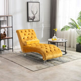 COOMORE Velvet Chaise Lounge Indoor,Button-Tufted Upholstered Chaise Lounge Chair with Pillow for W39538680