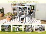 4 Tiers Outdoor Cat House Weatherproof Cat Tree Tower with Waterproof Roof and 2 Doors , Feral Cat 21197989