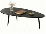 Black Stylish Irregular Shape Coffee Table, Heavy-Duty Metal Base Oval Sofa Side Table, 04619681