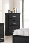 ZUN 5-Drawer Tall Chest Modern 1pc Black Finish Solid Wood Wooden Crocodile Texture Crystal Tufted B011P198810