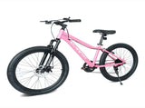 24 Inch Youth Mountain Bike with 7 Speeds & Front Suspension Durable Steel Frame, Alloy Rims & Disc W709P463455