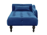 Aijia 60.6" Velvet Chaise Lounge Buttons Tufted Nailhead Trimmed Solid Wood Legs with 1 Pillow,Blue W111740809