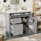 36'' Bathroom Vanity with Top Sink, Modern Bathroom Storage Cabinet with 2 Drawers and a Tip-out N710P230246E