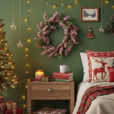 Christmas Pinecone Wreath 18x18x4.5" Timeless Red Frosted Wall Wall Hanging Berry Ring Holiday Door 39503145
