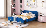 Full Size Car-Shaped Platform Bed with Wheels,Blue WF311753AAC