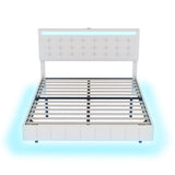 ZUN Queen Size Floating Bed Frame with LED Lights and USB Charging,Modern Upholstered Platform LED Bed WF308894AAK