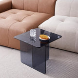 Tempered Smoke Glass SideTable, Small Tea Table, Grey Night Stand Tempered Glass Sofa Table W1718P255027