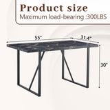 Industrial rectangular MDF black dining table for 4-6 people with 1.5 inch thick MDF top and black W1151P185154