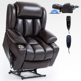 Dual Motor Infinite Position Up to 350 LBS Leatherair Power Lift Recliner Chair, Heavy Duty Motion W3224P290206