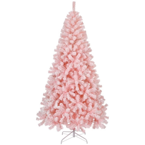 ZUN 7 FT Snow Flocked Hinged Christmas Tree, Unlit Artificial Christmas Pine Tree with 1200 Branch Tips 00146495